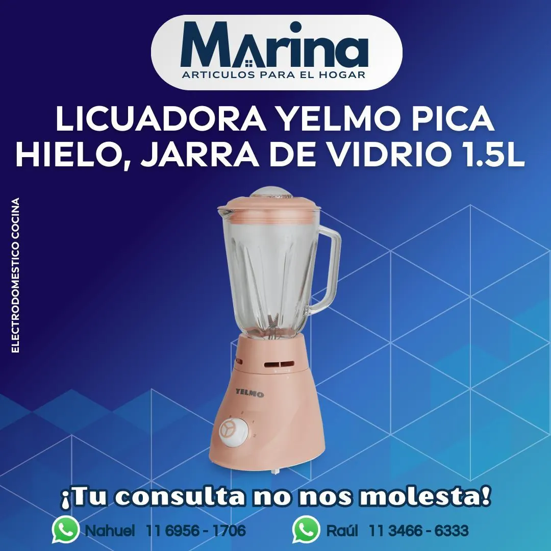 Licuadora Yelmo Pica Hielo Jarra de Vidrio 1.5 L